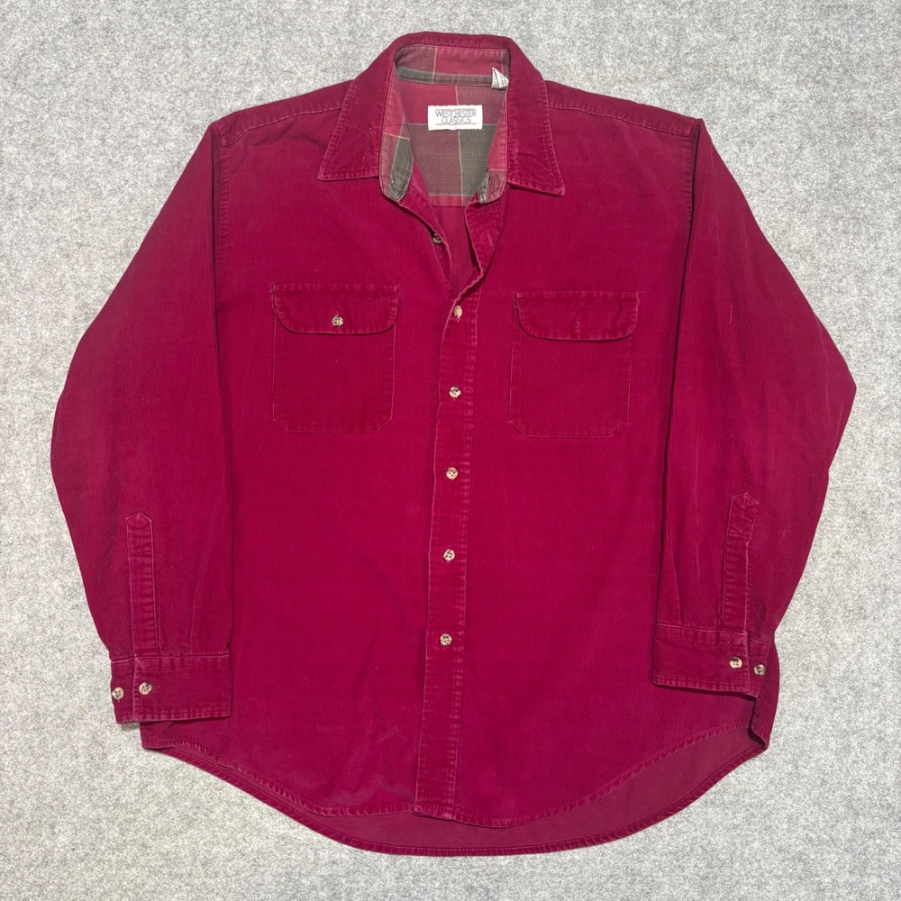 Westchester Classics Mens XL Burgundy Corduroy Long Sleeve Button‎ Down Shirt